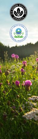 A picture of flowers with the US Green Building Council logo.